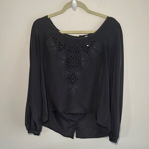 Xhilaration Dark Gray Asymmetrical Blouse